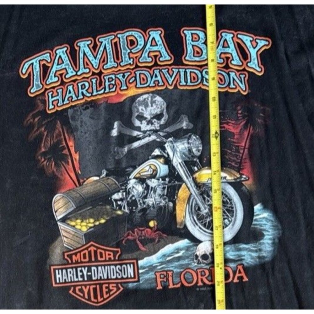 Harley  Davidson Tampa Bay FL Skull Motorcycle T Shirt 3XL Faded Black